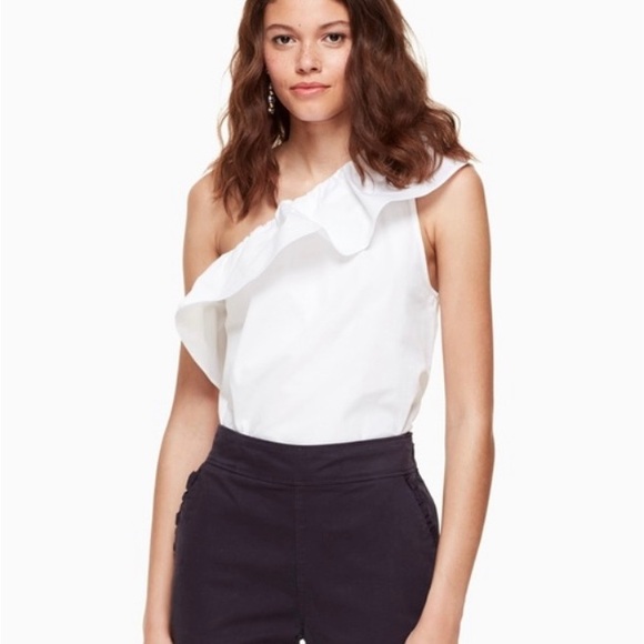 kate spade Tops - Kate Spade 100% Cotton Broome Street One Shoulder Top Size S